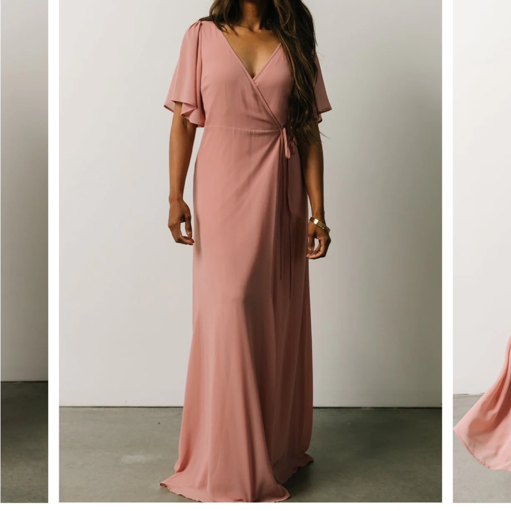 Blush Pink Chiffon Wrap Dress